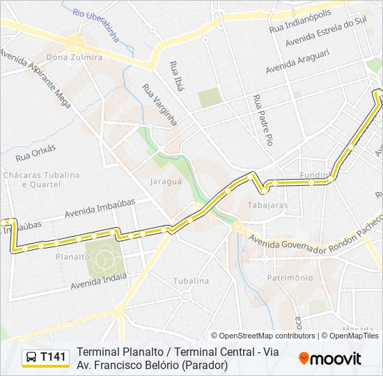 Mapa de T141 de autobús