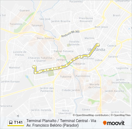 T141 bus Line Map