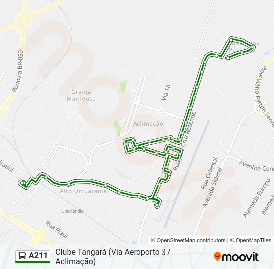 A211 Bus Line Map