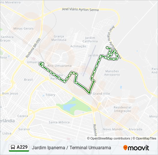 Mapa de A229 de autobús