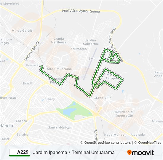 A229 bus Line Map