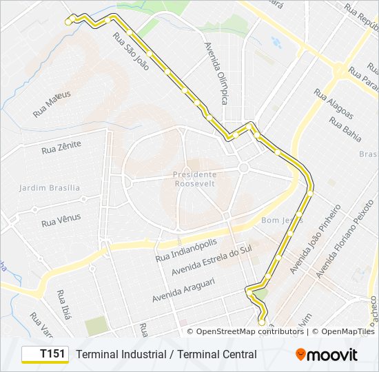 T151 bus Line Map