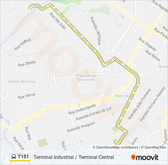 T151 bus Line Map