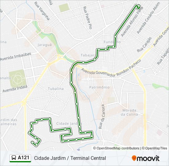 Mapa de A121 de autobús