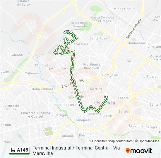 A145 Bus Line Map