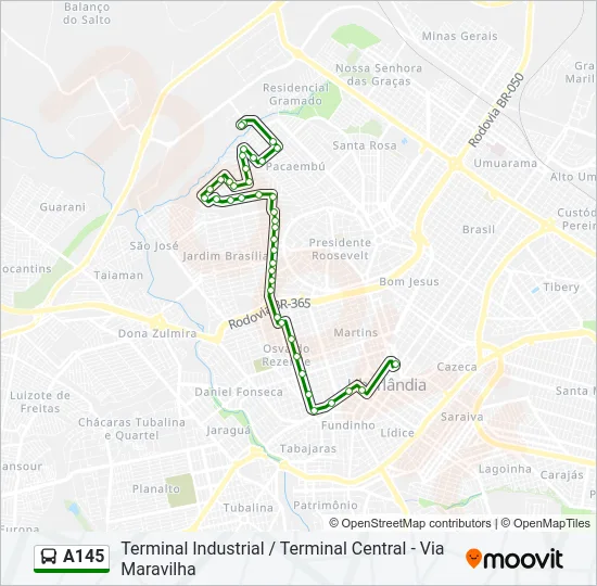 A145 Bus Line Map