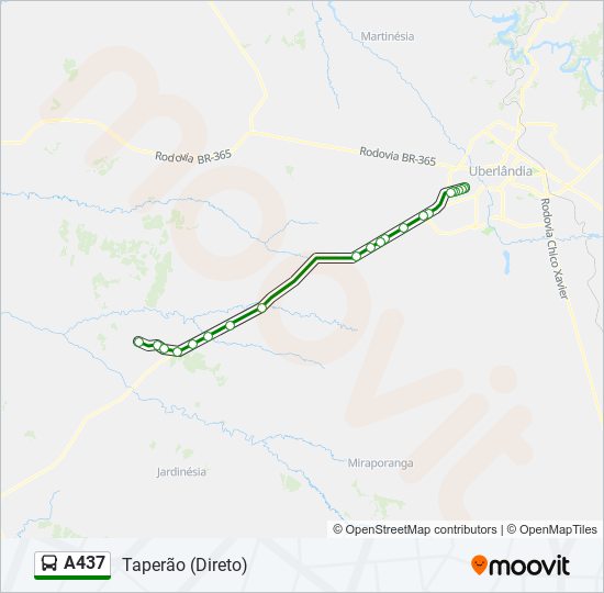 Mapa da linha A437 de ônibus