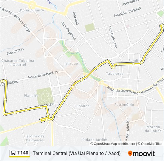 Mapa de T140 de autobús