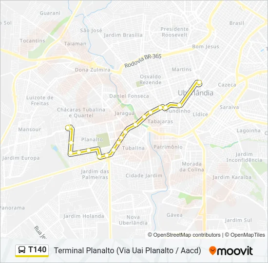 T140 Bus Line Map