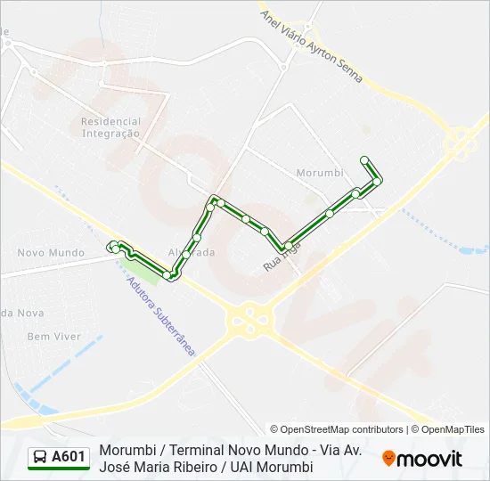 A601 Bus Line Map