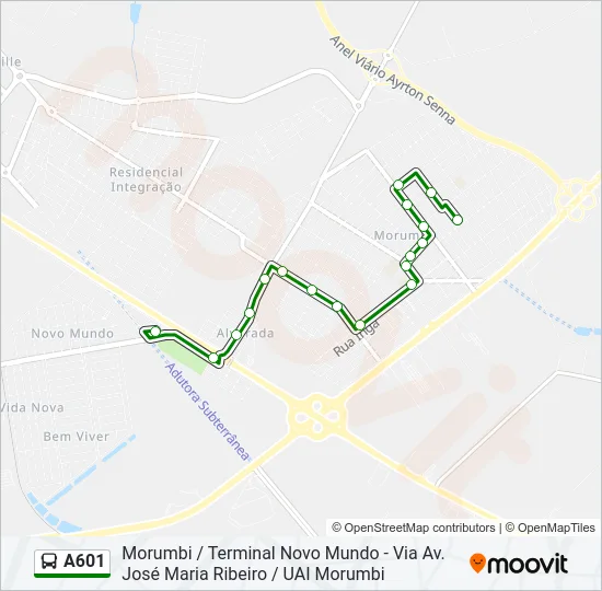 A601 Bus Line Map
