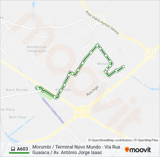 A603 Bus Line Map