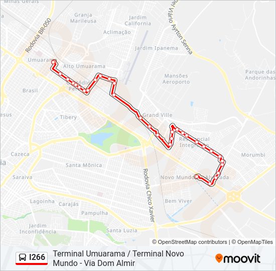 Mapa da linha I266 de ônibus