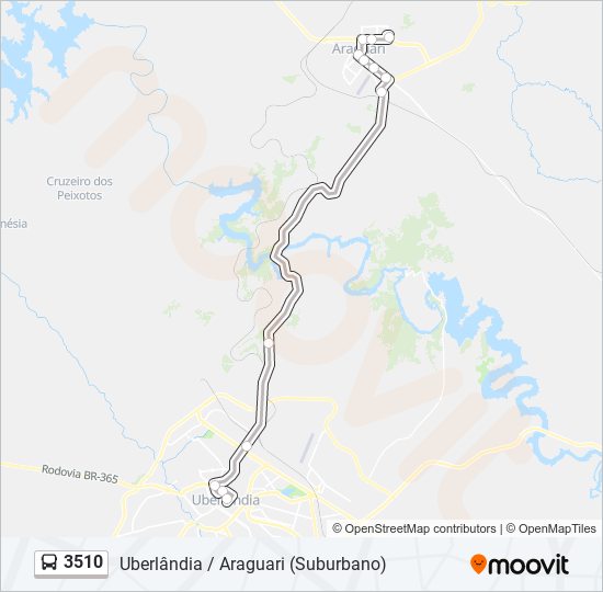 Mapa da linha 3510 de ônibus