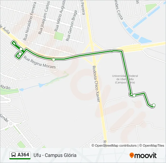 A364 Bus Line Map