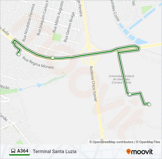 A364 Bus Line Map