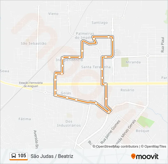 105 Bus Line Map