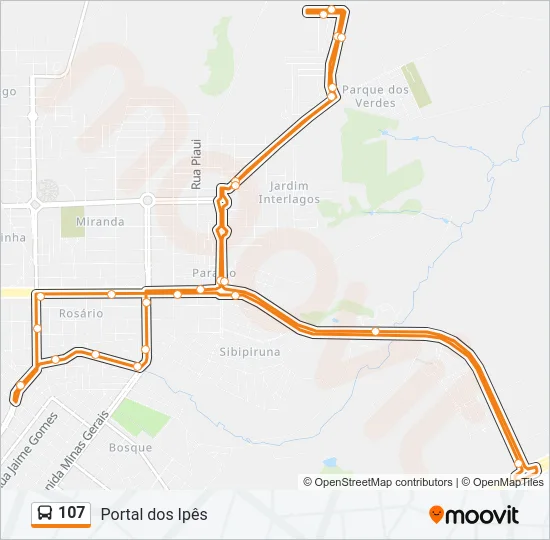 107 Bus Line Map