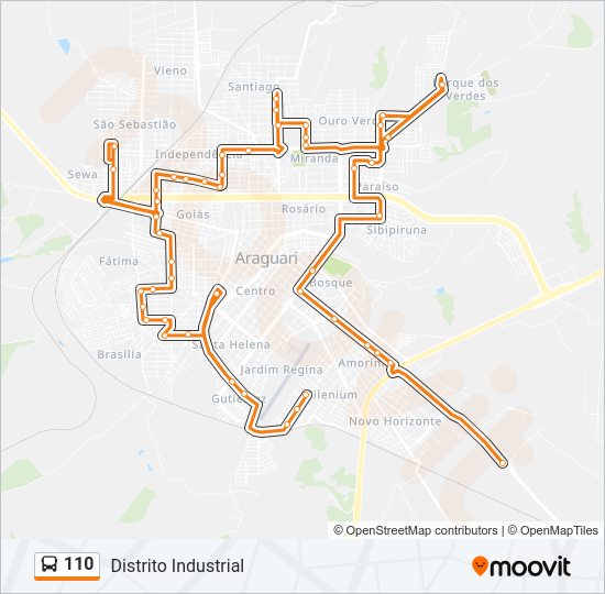 Mapa da linha 110 de ônibus
