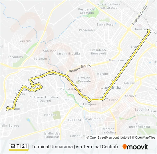 T121 Bus Line Map