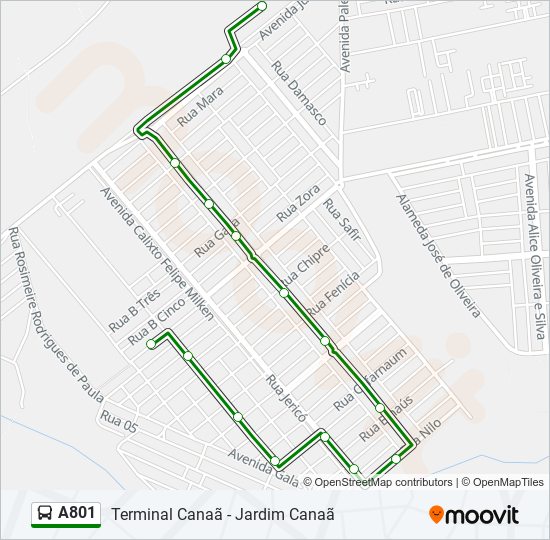 Mapa de A801 de autobús