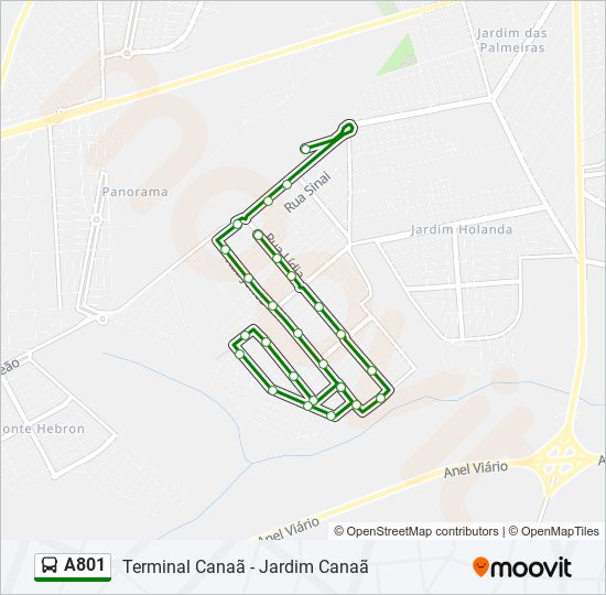 A801 bus Line Map