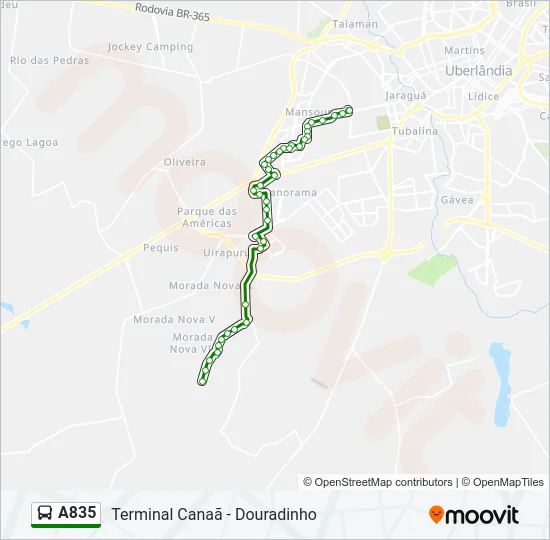 A835 Bus Line Map