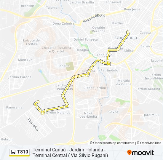 Mapa de T810 de autobús