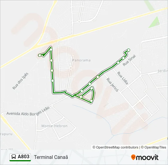 A803 Bus Line Map