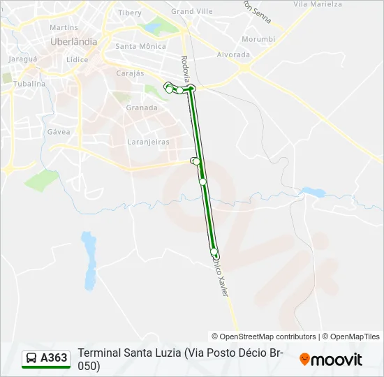 A363 Bus Line Map