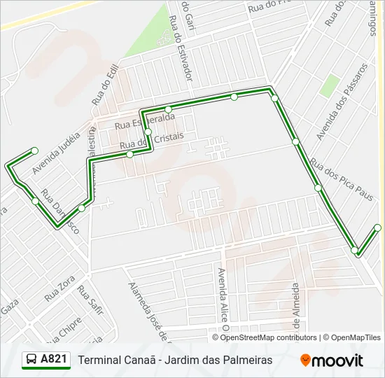 A821 Bus Line Map