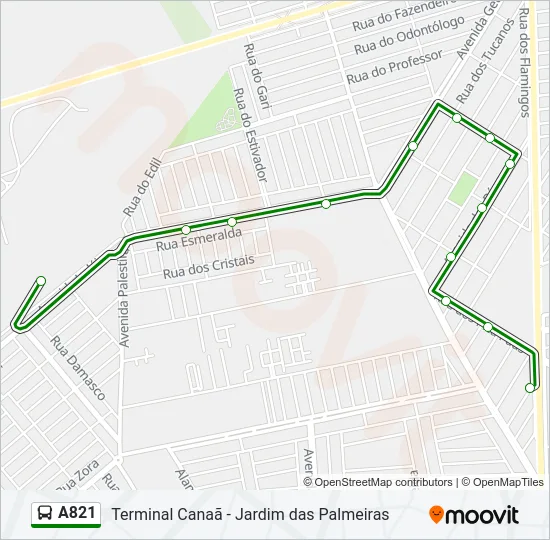 A821 Bus Line Map