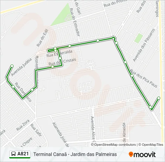 A821 Bus Line Map