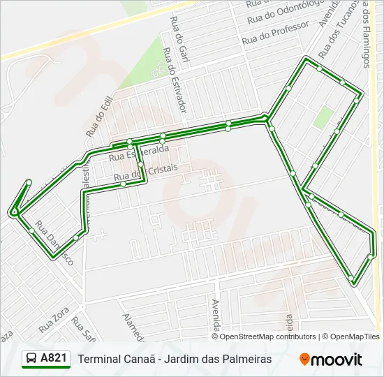 A821 Bus Line Map