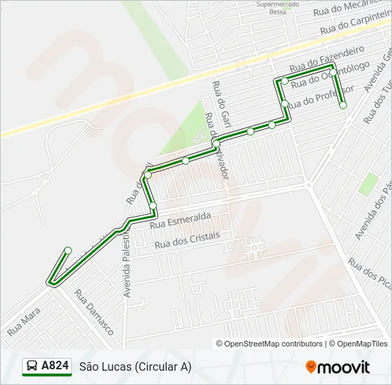 A824 Bus Line Map
