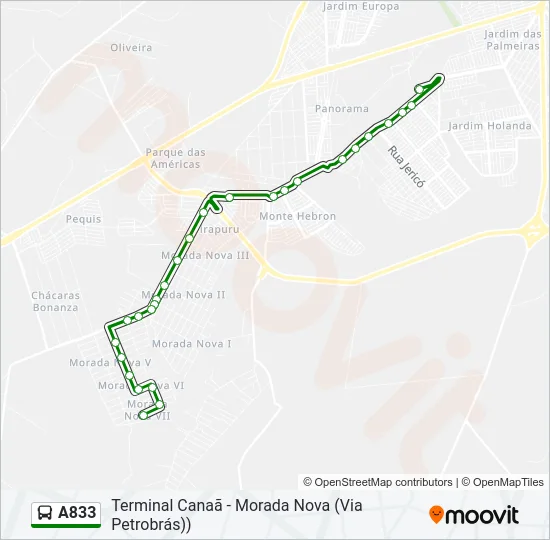 A833 Bus Line Map