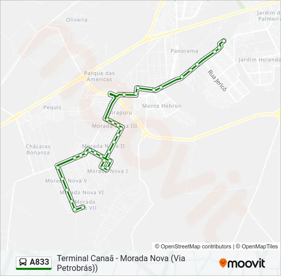 A833 Bus Line Map