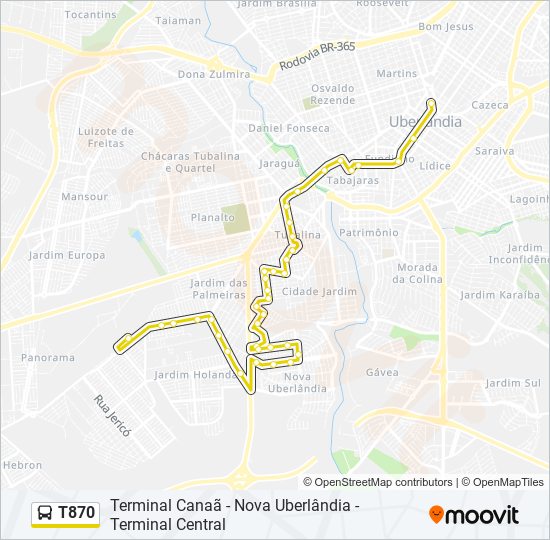 T870 bus Line Map