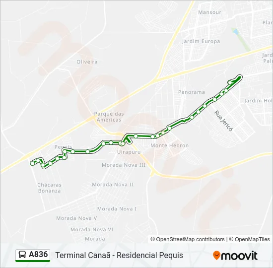 A836 Bus Line Map