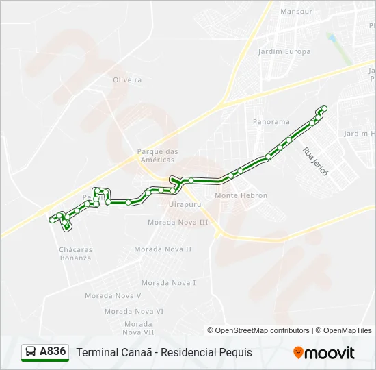 A836 Bus Line Map