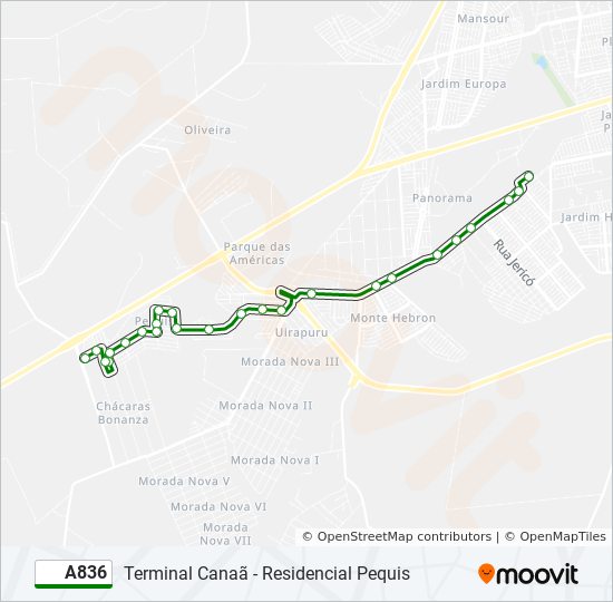 Mapa de A836 de autobús