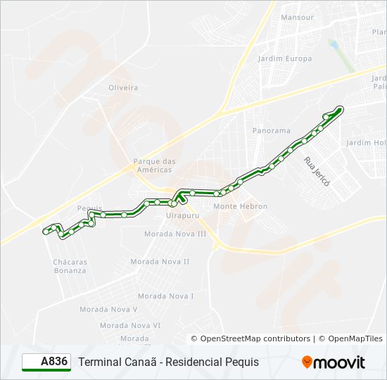 Mapa de A836 de autobús