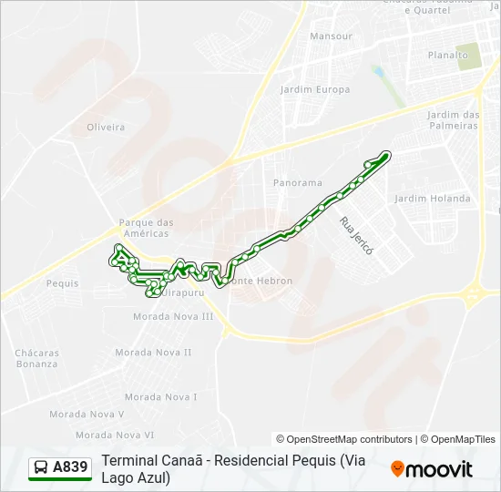 A839 Bus Line Map