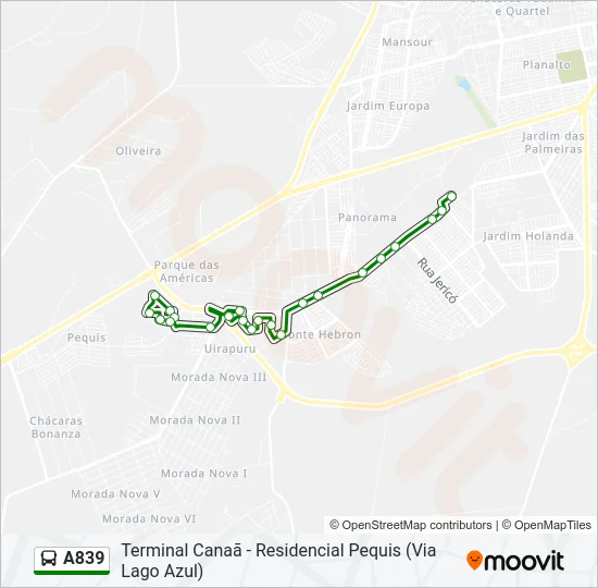 A839 Bus Line Map