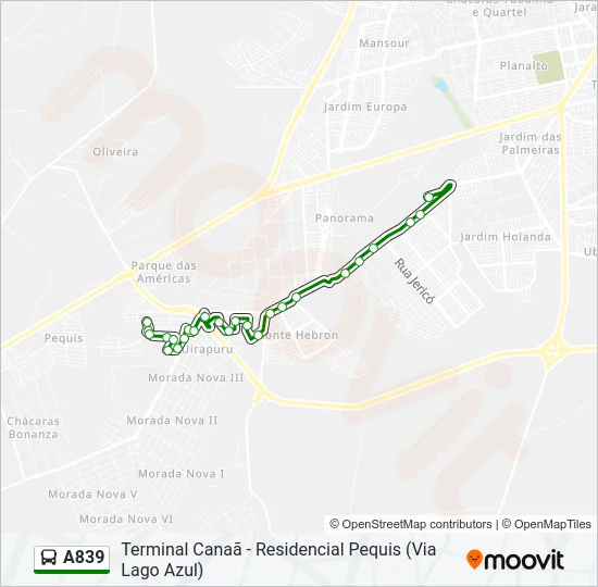 A839 Bus Line Map