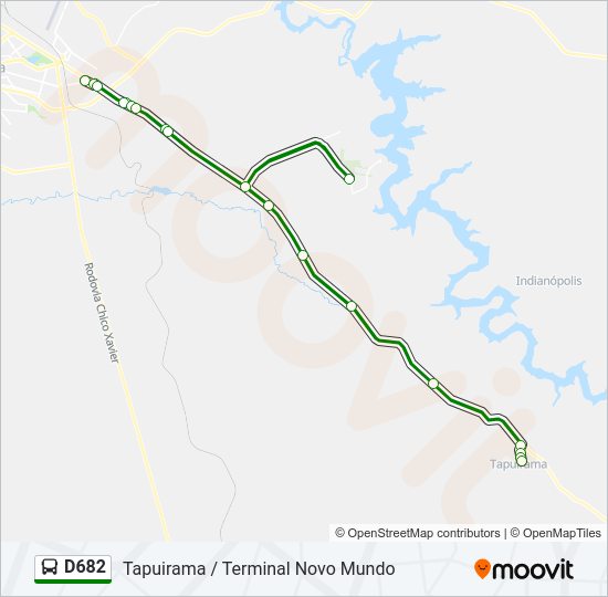 Mapa da linha D682 de ônibus