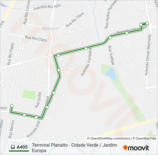 A405 Bus Line Map