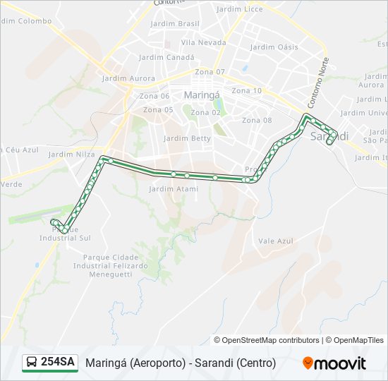 Mapa de 254SA de autobús