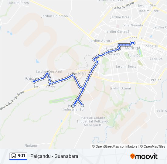 Mapa de 901 de autobús