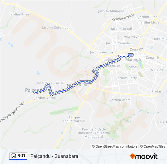 Mapa de 901 de autobús